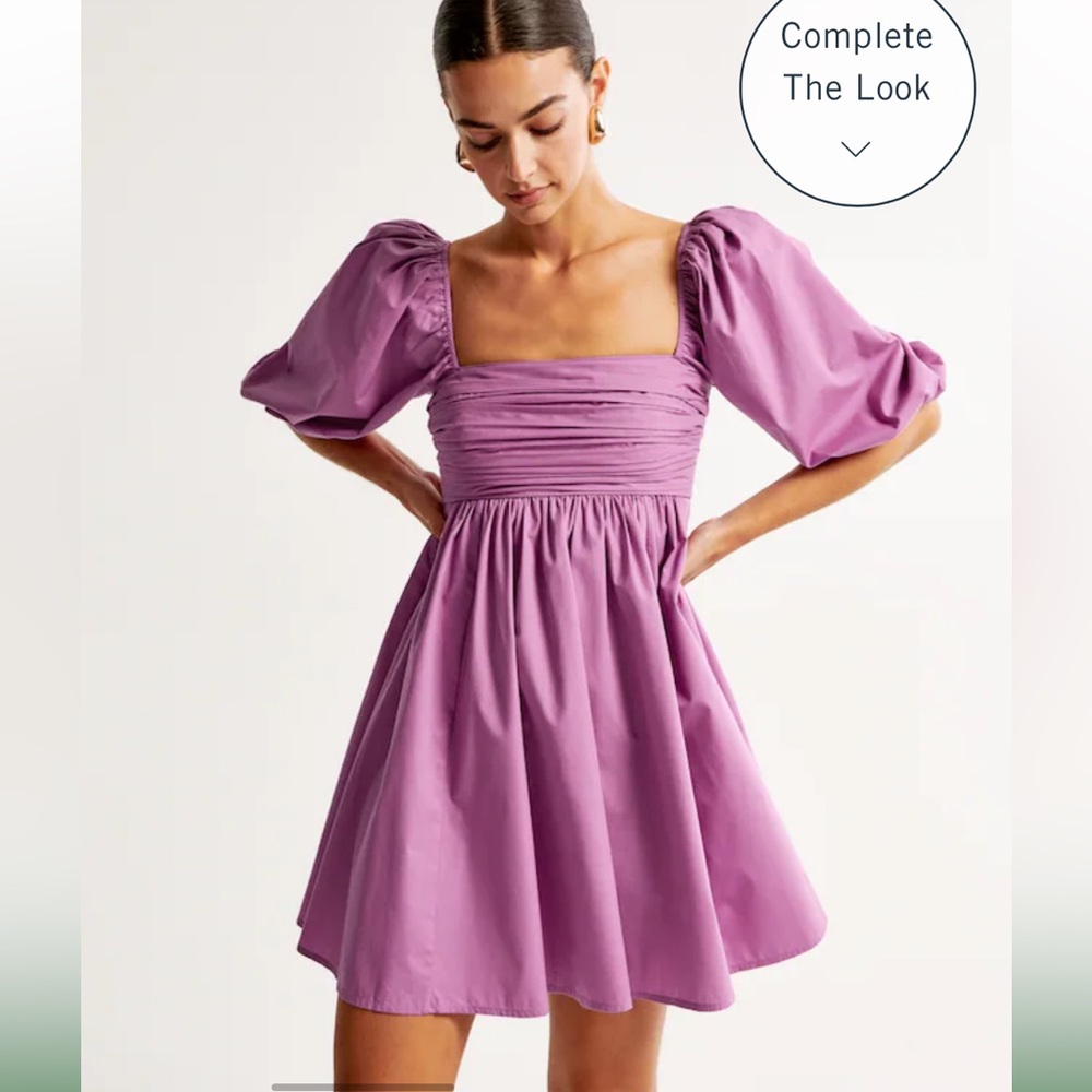 Abercrombie & Fitch Lilac Puff-Sleeve Mini Dress